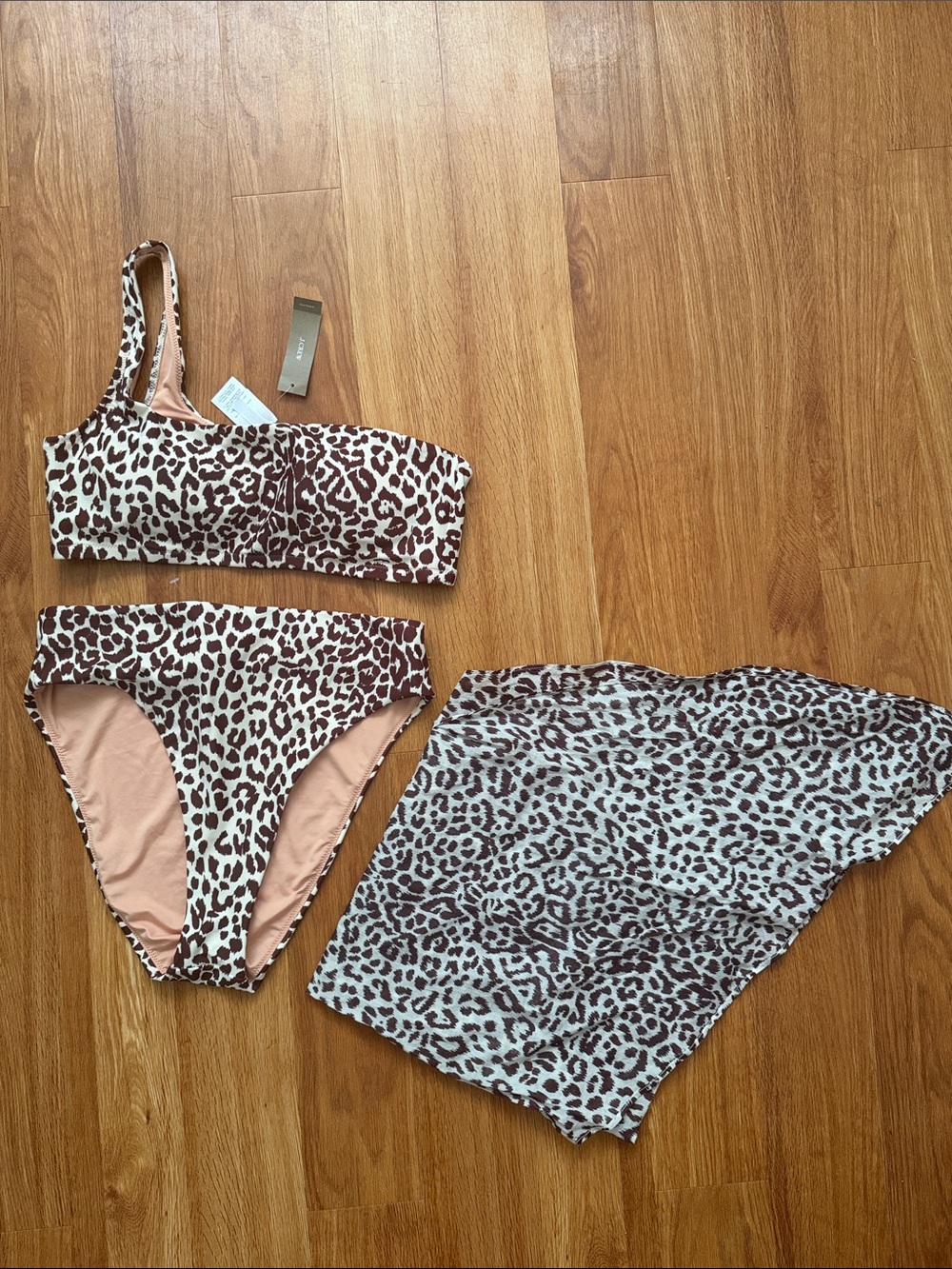 JCREW Leopard Print Bikini Set with Matching sarong size medium